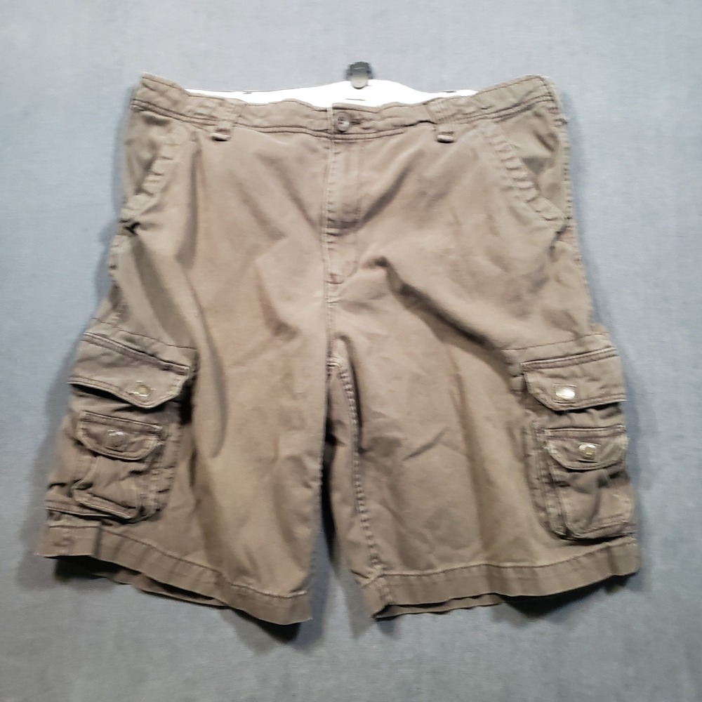 RuffHewn Cargo Shorts Mens 38 Brown 100% Cotton Multi-Pocket Outdoor Casual